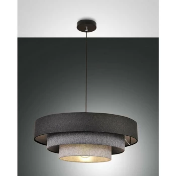 Fabas Luce Lighting - Fabas Luce Brava Cylindrical Pendant Ceiling Light Shades Of Grey Glass, E27