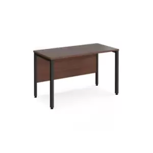 Office Desk 1200mm Rectangular Desk With Bench Leg Walnut Tops With Black Frames 600mm Depth Maestro 25