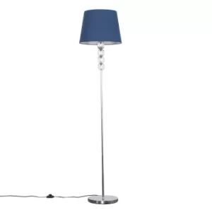 Eleanor Chrome Floor Lamp with Navy Blue Aspen Shade