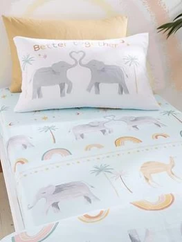 Catherine Lansfield Pineapple Elephant Paradise Desert Animals Fitted Sheet - Sb