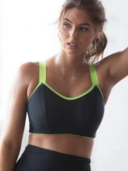 Pour Moi Energy Underwired Lightly Padded Sports Bra - Black Lime, Black/Lime, Size 34F, Women