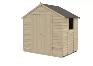 Forest Garden 7 x 5ft Apex Overlap Pressure Treated Double Door Shed with Assembly