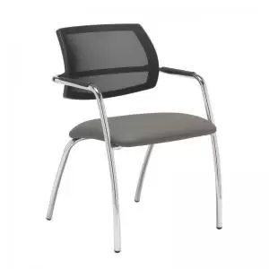 Tuba chrome 4 leg frame conference chair with half mesh back - Slip