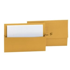 5 Star Document Wallet Half Flap Foolscap Yellow Pack of 50