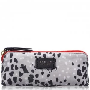 Radley Leopard Oilskin Small Zip Top Pouch - ALUMINIUM