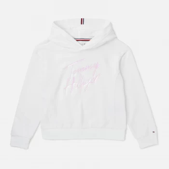 Tommy Hilfiger Girls Script Print Hoodie - White - 8 Years