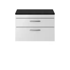 Nuie Athena 800 Wall Hung 2-drawer Vanity & Sparkling Black Worktop - Gloss Grey Mist