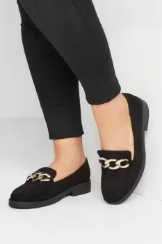 Wide & Extra Wide Fit Faux Suede Chain Loafers