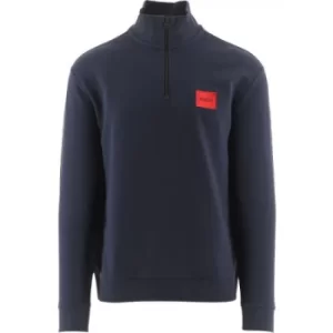 HUGO Dark Blue Durty Half-Zip Sweatshirt