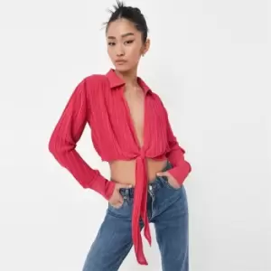 Missguided Front Crinkle Blouse - Pink