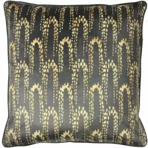 Furn Wisteria Faux Foil Geometric Print Piped Edge Cushion Cover, Charcoal, 50 x 50 Cm