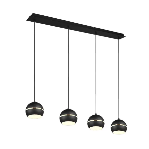 Fletcher Modern 4 Light Bar Pendant Ceiling Light Black Matt