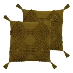 Furn. Halmo Twin Pack Polyester Filled Cushions Moss