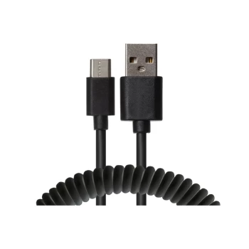 Maplin USB-A to Micro USB-B Coiled Curly Cable Extending to 1.2m - Black