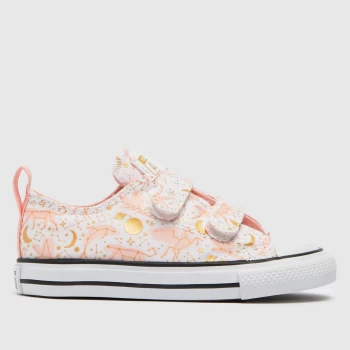 Converse White & Pink 2v Lo Constellation Trainers Toddler