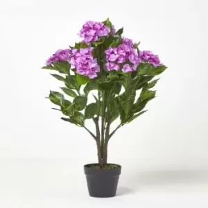 Homescapes - Lilac Hydrangea Artificial Plant with Pot, 85cm - Purple