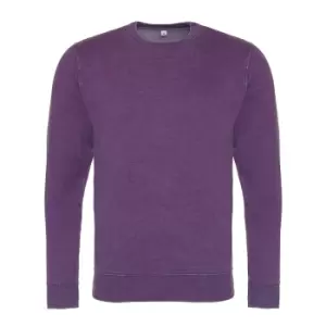 AWDis Hoods Mens Long Sleeve Washed Look Sweatshirt (XS) (Washed Purple)