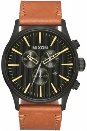 Mens Nixon The Sentry Chrono Leather Chronograph Watch A405-2664