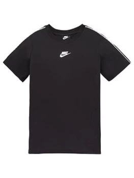 Nike Boys NSW Repeat Short Sleeve Tee - Black White, Black/White, Size M=10-12 Years