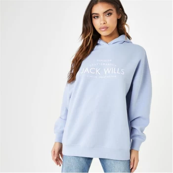 Jack Wills Longline Logo Hoodie - Blue