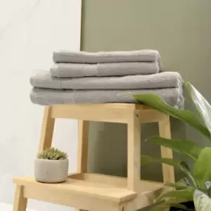 The Linen Yard - Loft Combed Cotton 4 Piece Hand/Bath Towel Set Dove - Dove