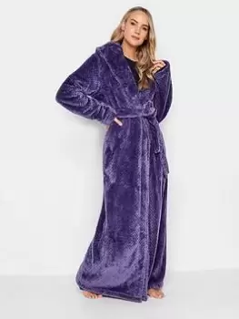 Long Tall Sally Honeycomb Hooded Maxi Robe, Purple, Size 10-12, Women