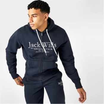 Jack Wills Pinebrook Graphic Zip Hoodie - Navy