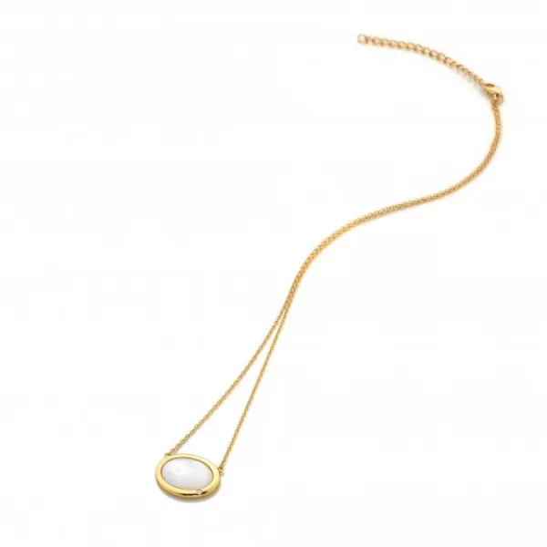 Horizontal Oval MOP Necklace DN186