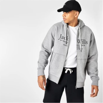 Jack Wills Pinebrook Graphic Zip Hoodie - Grey Marl