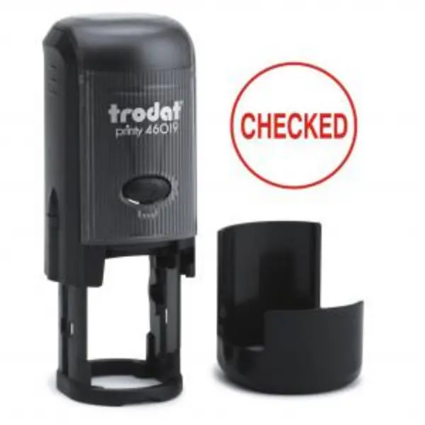 Trodat Printy 46019 Self Inking Word Stamp CHECKED 19mm Diameter Red EXR10673TD