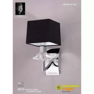 Akira wall light with 1-light switch E14, polished chrome with Black lampshade