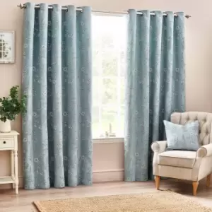 Sophia Room Darkening Eyelet Curtains Blue / 229 x 229cm