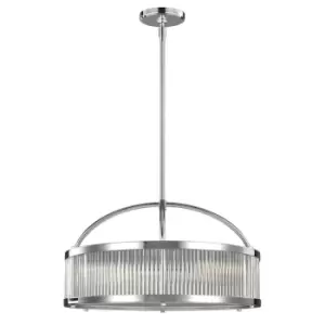 IP44 6 Bulb Ridged Galss Ceiling Pendant Light Fitting Chrome LED G9 3.5W Bulb