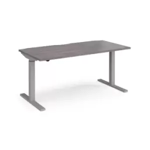 Dams Elev8 Mono straight sit-stand desk 1600mm x 800mm - silver frame, grey oak