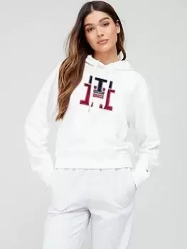 Tommy Hilfiger Large Monogram Th Hoodie - White, Size XS, Women