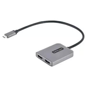 StarTech.com USB-C to Dual HDMI MST HUB - Dual HDMI 4K 60Hz - USB Type C Multi Monitor Adapter for Laptop w/ 1ft/30cm cable - DP 1.4 Multi-Stream Tran