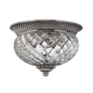 2 Light Small Semi Flush Ceiling Light Polished Antique Nickel, E27