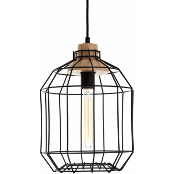 Premier Housewares - Black Metal Wire Pendant Light Modern Elegant Ceiling Light Chandelier 25 x 25 x 120