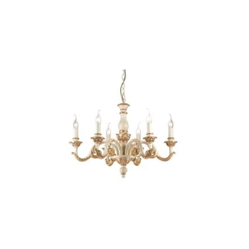 Ideal Lux Giglio - 6 Light Chandelier Gold, White Finish, E14