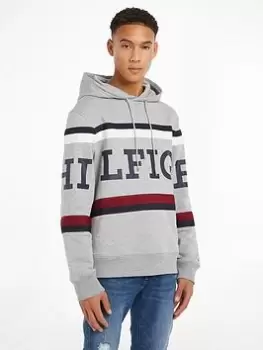 Tommy Hilfiger Global Stripe Monotype Hoody, Grey Size M Men