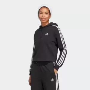 Essentials 3-Stripes Cropped Hoodie in Cotton