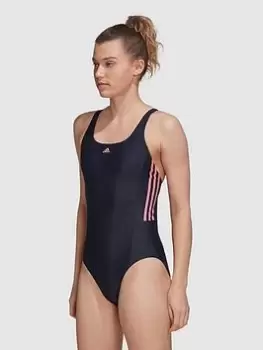 adidas 3 Stripe Mid Swimsuit, Navy, Size 42, Women