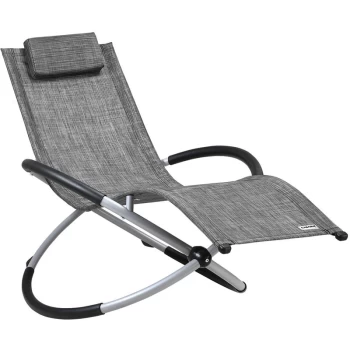 Garden Lounger Swing Ergonomically Foldable Rocking Sun Lounger Relax Garden Chair Grey - Casaria