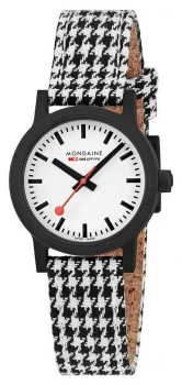 Mondaine Essence 32mm Black/White Textile Strap White Watch