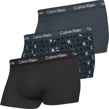 Calvin Klein 3 Pack Low Rise Trunks - Hemi/Logo/Black