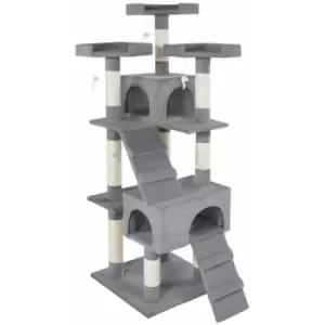 Tectake - Cat tree scratching post Barney - cat scratching post, cat tower, scratching post - grey