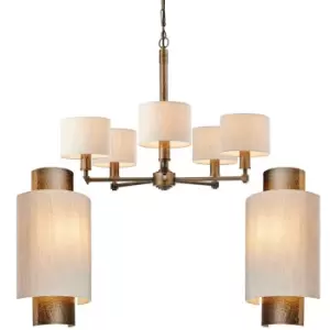 5 Lamp Ceiling Pendant & 2x Matching Wall Light Aged & Hammered Antique Bronze