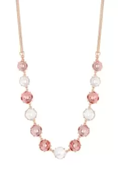 Rose Gold Tonal Pink Rivoli Stone Collar Necklace