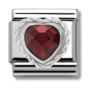 Nomination CLASSIC Silvershine Faceted Hearts Fancy Red Cubic...