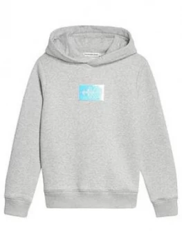 Calvin Klein Jeans Girls Monogram Badge Hoodie - Grey Marl